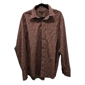 Banana Republic Vtg Y2K Burgundy Paisley Boho Men’s Long Sleeve Dress Shirt XL